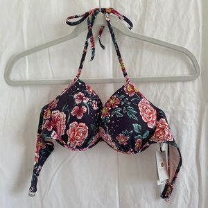 Push up bikini top w/ floral designs/silver detail